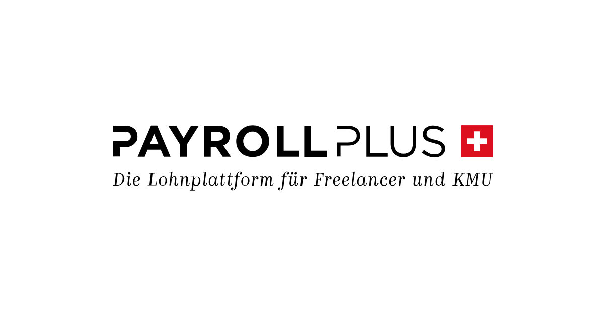 PayrollPlus Logo mit dem Slogan "Die Lohnplattform für Freelancer und KMU".